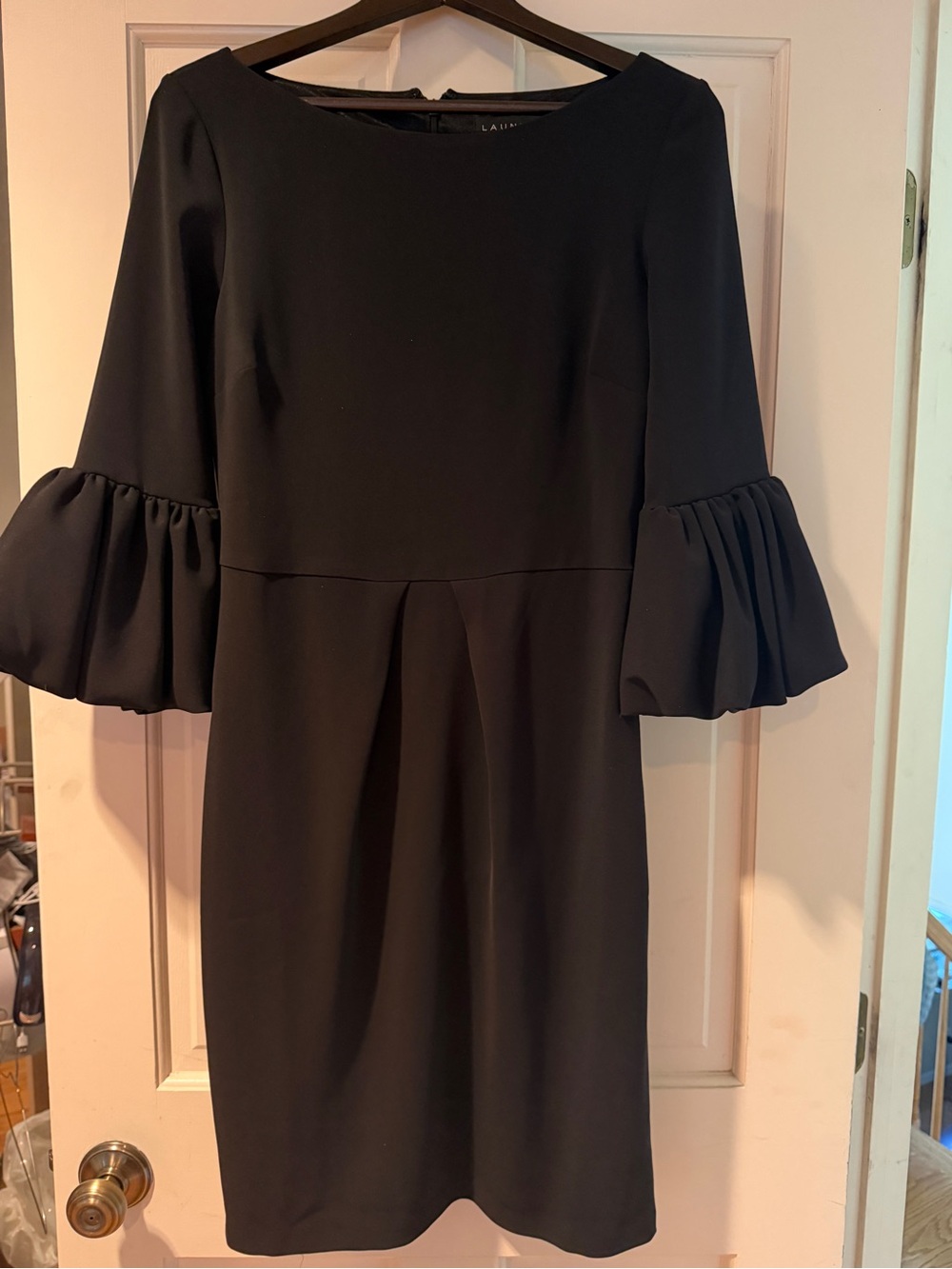 Laundry by Shelli Segal Elegant Black Bell-Sleeve Dress